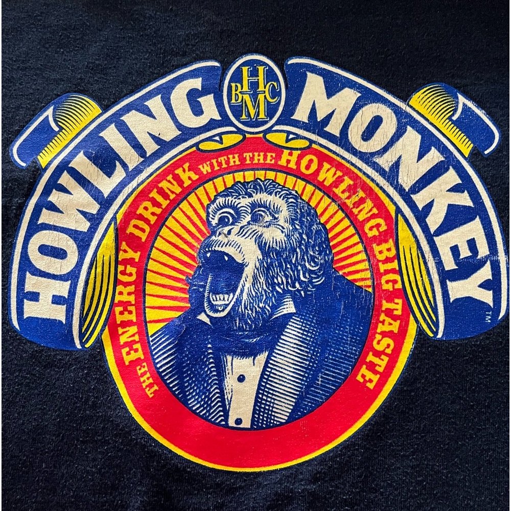 Vintage Blue Howling Monkey Double-Sided Graphic Shirt
